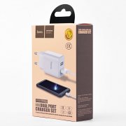 Сетевое зарядное устройство HOCO C62A Victoria 2A 2USB с кабелем micro-USB (белое) — 3