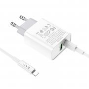 Сетевое зарядное устройство Hoco C80A USB/Type-C с кабелем для Apple (Lightning - Type-C) (белое) — 2
